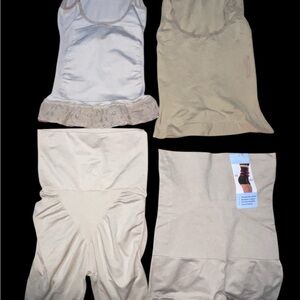 Set of 4 Beige Shapewear Tops and Bottoms
